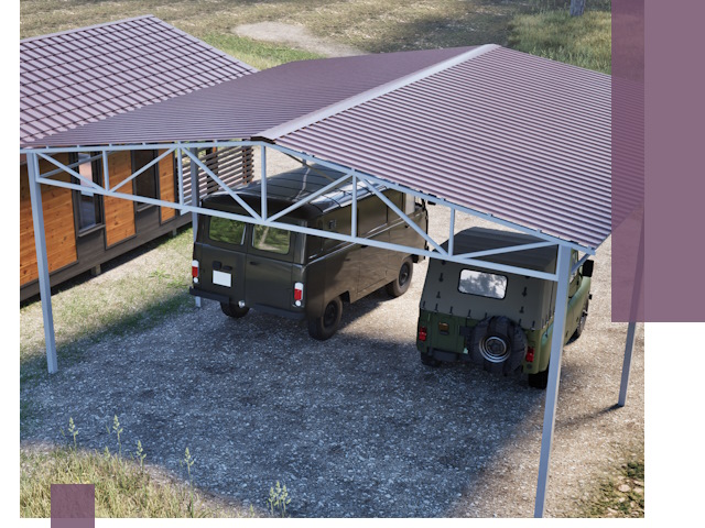 Двускатные навесы под ключ в Темрюке — изготовление и монтаж